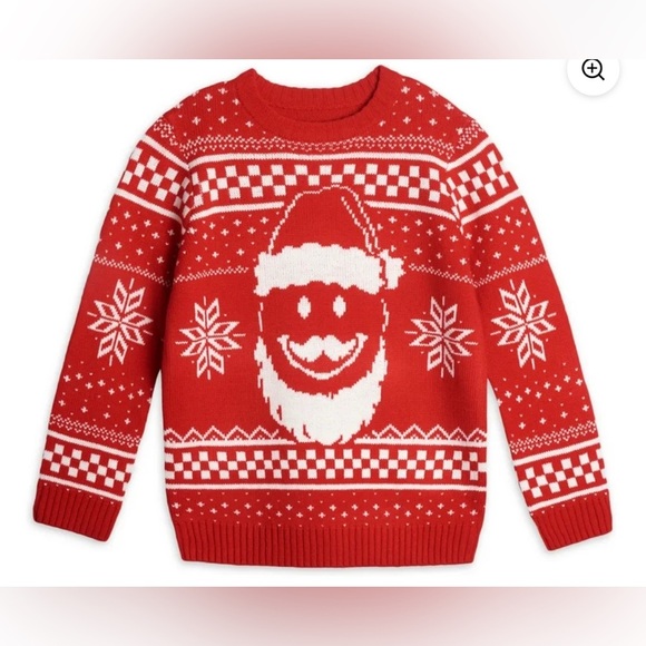 SANTA CHRISTMAS SWEATER RED WHITE BOYS GIRLS UNISEX HOLIDAY TIME XMAS NWOT 10/12 - Picture 1 of 4